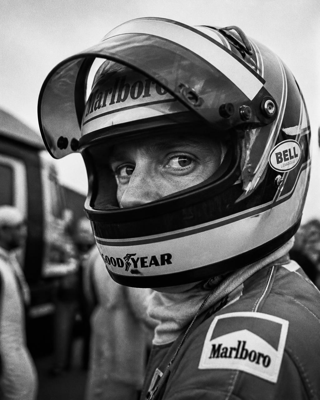 Race driver portrait in helmet